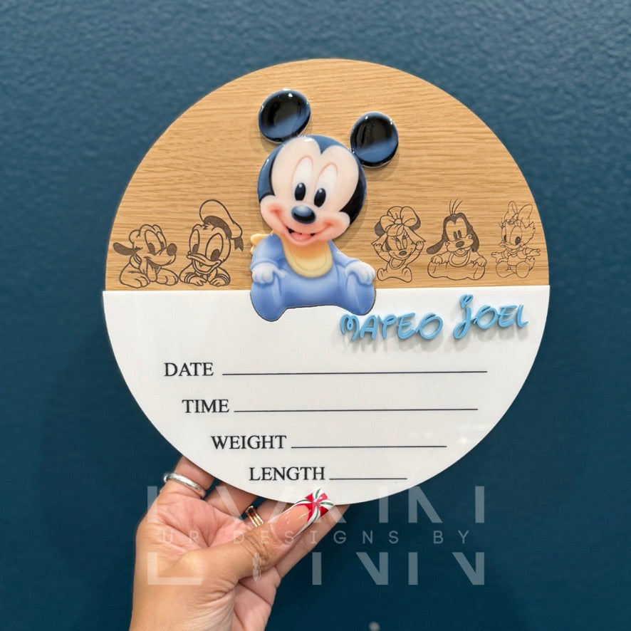 Baby Mickey Inspired Baby Stats Sign