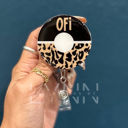 Cheetah Print Letter with Name Badge Reel