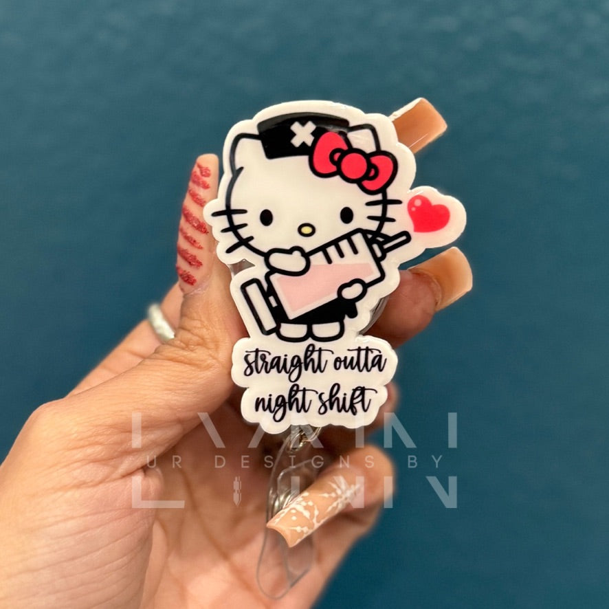 Hello Kitty Night Shift Inspired Badge Reel