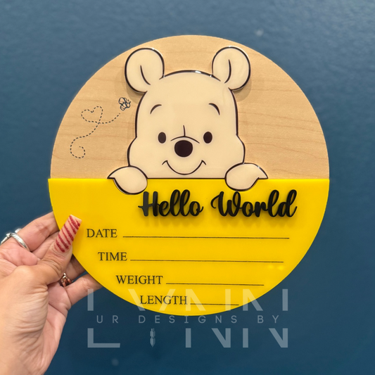 Baby Winnie The Pooh Inspired Baby Stats Sign